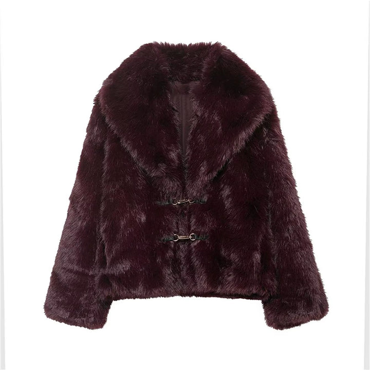 Women'S Fluffy Fur Short Jacket New Fall Winter High Street Faux Fur Coat with Pocket Fashion Vintage Elegant Ladies Lapel Coat