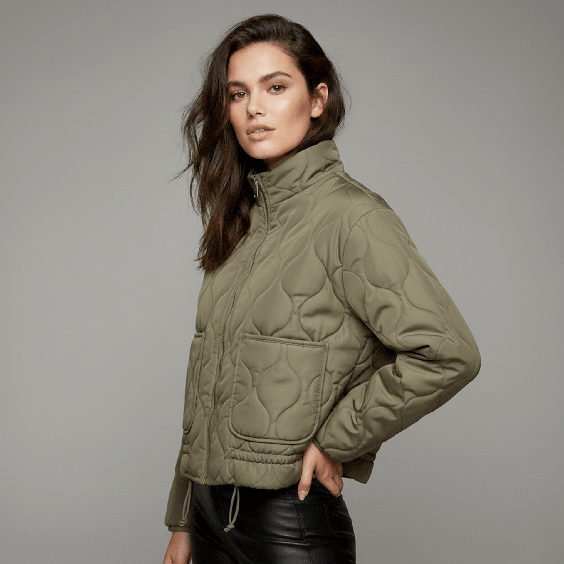 Chaqueta Acolchada Oversize Estilo Vintage