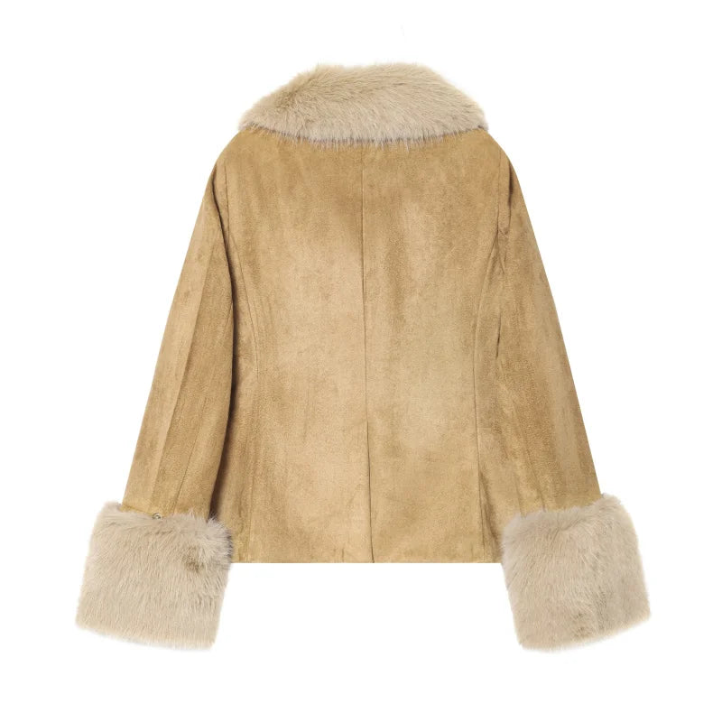 Chaqueta de Antelina Beige con Pelo