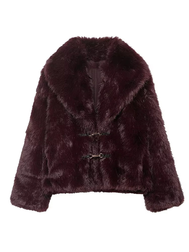 Women'S Fluffy Fur Short Jacket New Fall Winter High Street Faux Fur Coat with Pocket Fashion Vintage Elegant Ladies Lapel Coat