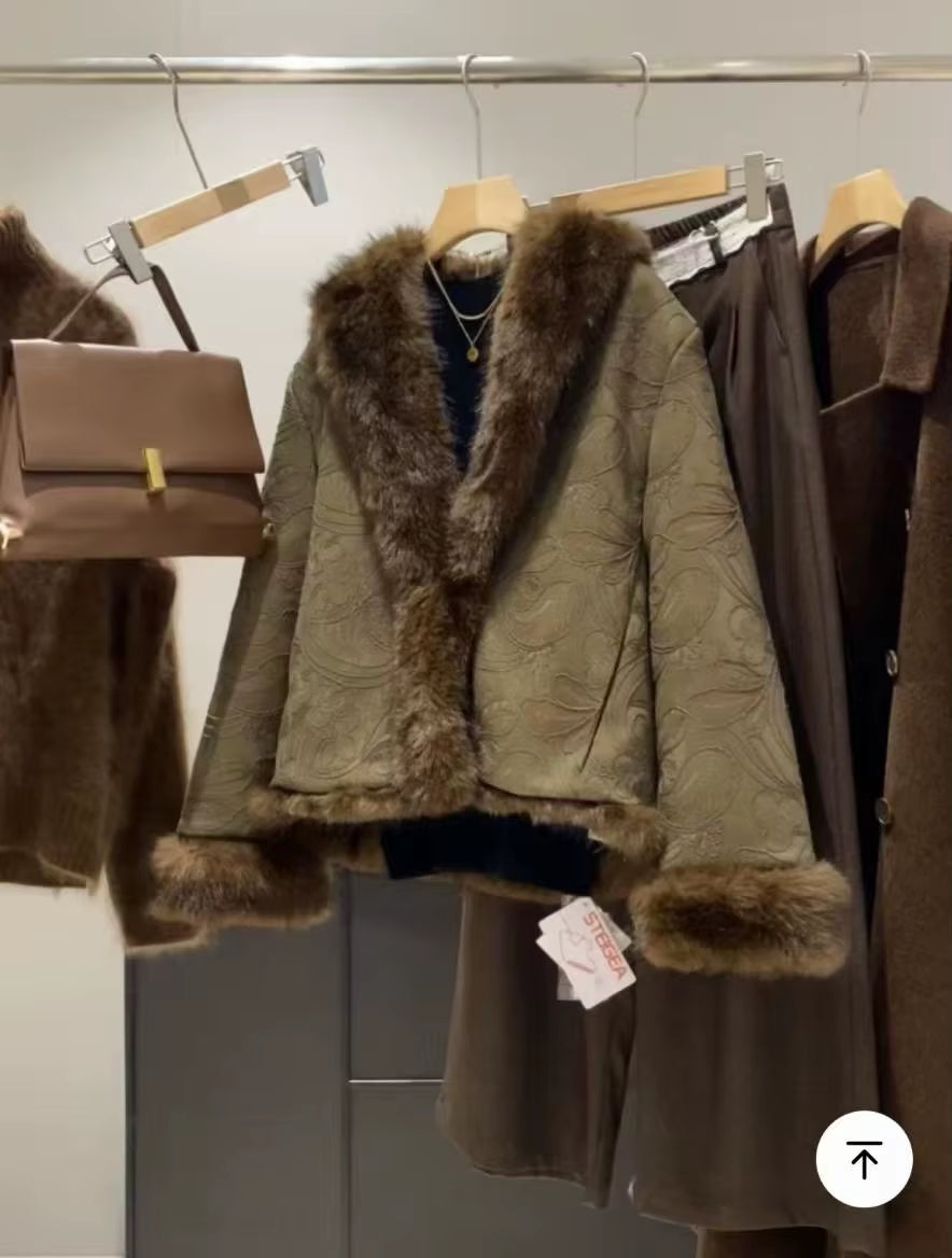 Original 2025 Women'S Heavy-Duty Embroidered Double-Sided Short Coat, Long-Sleeved Jacket, Women'S Jacket